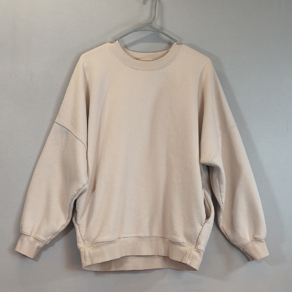 Tuff Athletics Women's Cream Crew Neck Sweatshirt With Pockets Size L